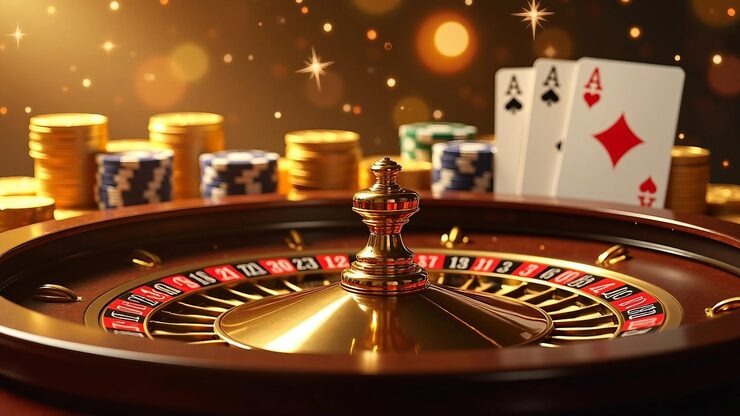 Blackjack table with dealer and player cards visible
